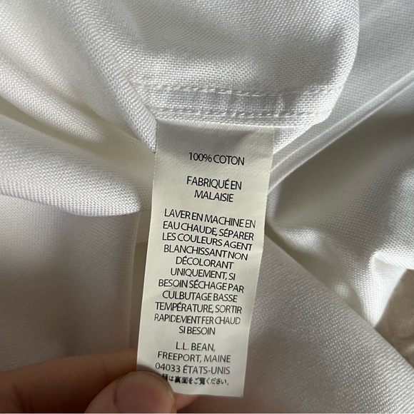 L.L. Bean White Short Sleeve Button Down Shirt 17 REG Traditional Fit XL - Picture 3 of 4